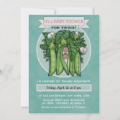 スイートピーズエスニックツインズベビーシャワー招待状 招待状 (正面)