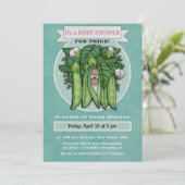 スイートピーズエスニックツインズベビーシャワー招待状 招待状 (スタンド正面)