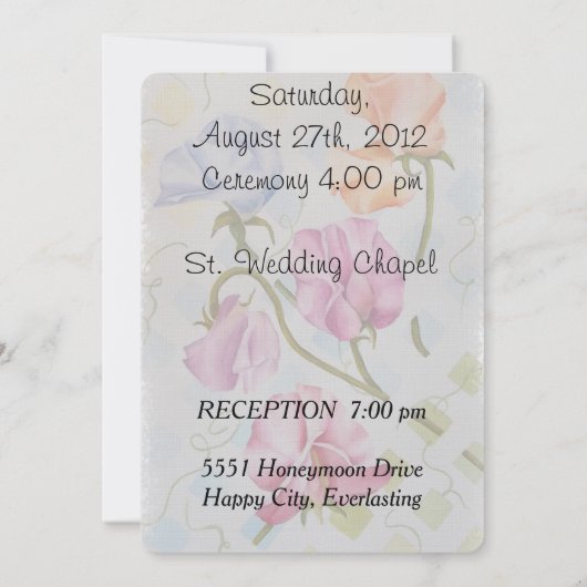 スイートピーズカスタマイズ可能結婚式招待状 招待状 (裏面)