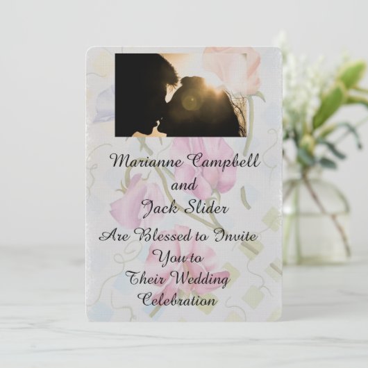 スイートピーズカスタマイズ可能結婚式招待状 招待状 (スタンド正面)