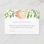 スイートピーチオムツラッフルチケットガールベビーシャワー エンクロージャーカード (正面)