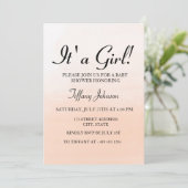 スイートピーチグラデーションその女の子ベビーシャワー招待状 招待状 (スタンド正面)