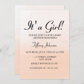 スイートピーチグラデーションその女の子ベビーシャワー招待状 招待状 (正面/裏面)