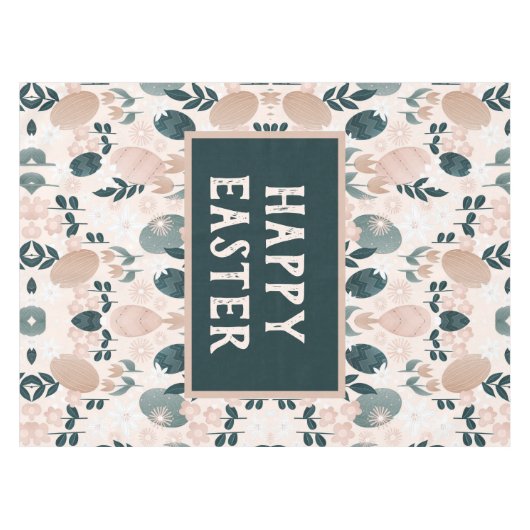 スイートピーチグリーンボホボタニカルイースターエッグ テーブルクロス (正面(横))