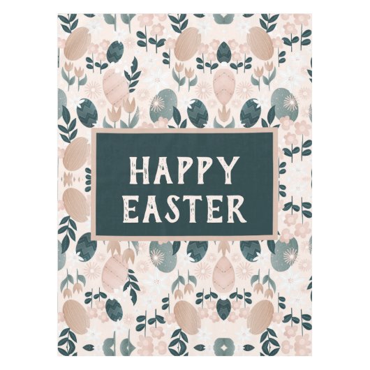 スイートピーチグリーンボホボタニカルイースターエッグ テーブルクロス (正面)