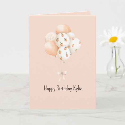 スイートピーチバルーン 誕生日   カード (小さな植物)