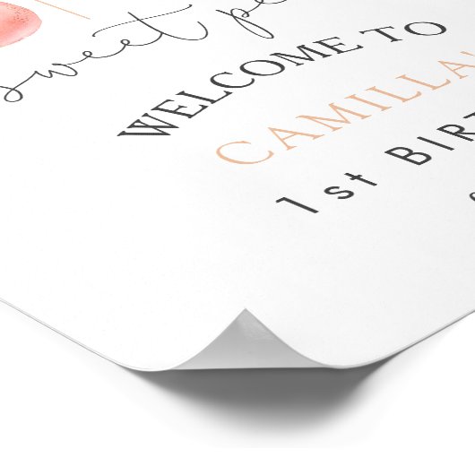 スイートピーチバースデーパーティーウェルカム ポスター (角)