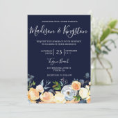 スイートピーチフラワーズネイビー結婚式招待状 招待状 (スタンド正面)