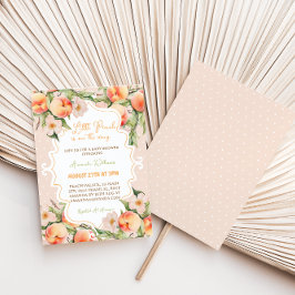 スイートピーチフローラピンクサマーベビーガールシャワー 招待状