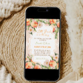 スイートピーチフローラピンクサマーベビーガールシャワー 招待状