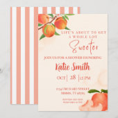 スイートピーチベイビーシャワー招待状 – 遊び心あふれるピーチ 招待状 (正面/裏面)