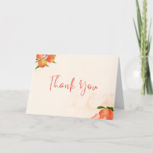 スイートピーチベビーシャワーのサンクスカード