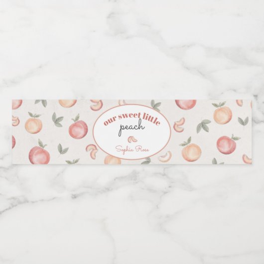 スイートピーチベビーシャワーまたは誕生日ボトルラップ ペットボトルラベル (シングルラベル)