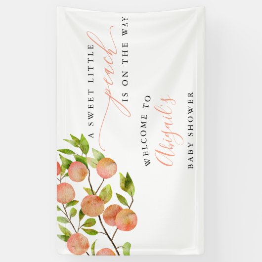 スイートピーチベビーシャワーウェルカムバナー 横断幕 (縦)