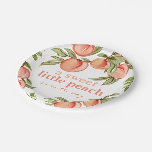 スイートピーチベビーシャワー招待状 ペーパープレート (アングル)
