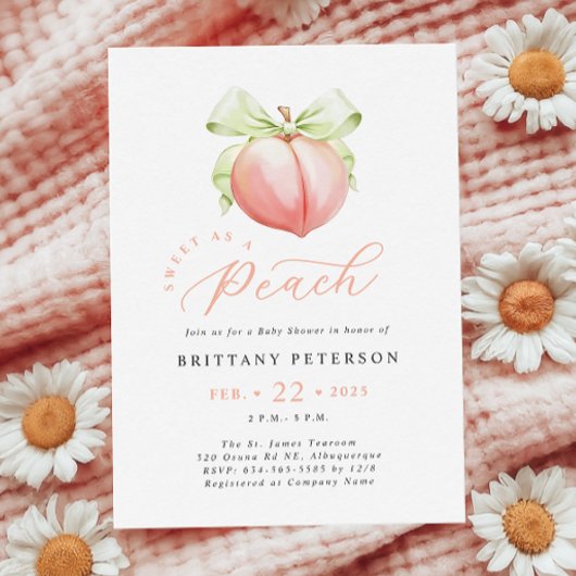 スイートピーチベビーシャワー招待状 招待状