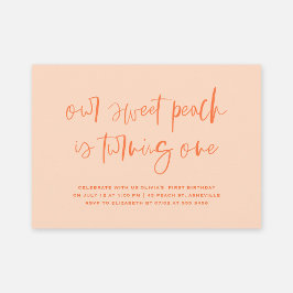 スイートピーチミニマリストガールファースト誕生日 招待状