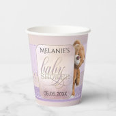 スイートピーチ薄紫テディベアーベビーシャワー 紙コップ (裏面)