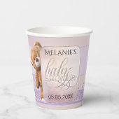 スイートピーチ薄紫テディベアーベビーシャワー 紙コップ (正面)