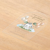 スイートピーナッツオンザウェイニュートラルベビーシャワー アクリル招待状 (レイダウン)