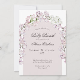 スイートピーフラワーアーチベビーブランチエレガントラベンダー 招待状