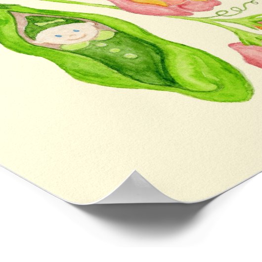 スイートピーフラワーガールアートプリントポスター ポスター (角)