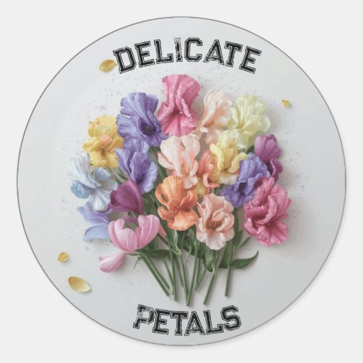 スイートピーフラワーステッカーのパーソナライズ名文字 ラウンドシール (正面)