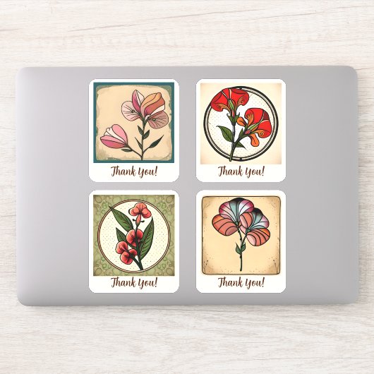 スイートピーフラワーズグルーヴィーレトロ パーソナライズされた シール (コンピューター)