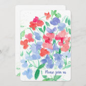 スイートピーフラワーバースデーパーティー 招待状 (正面/裏面)