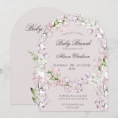 スイートピーフラワーベビーブランチエレガントラベンダー 招待状 (正面/裏面)