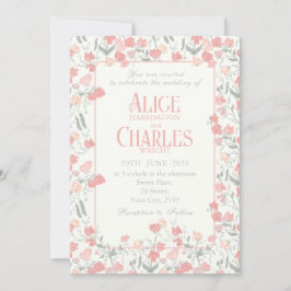 スイートピーフローラピンクアンドクリーム結婚式招待状 招待状