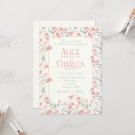 スイートピーフローラピンクアンドクリーム結婚式招待状 招待状