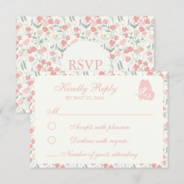 スイートピーフローラピンクアンドクリーム 出欠カード