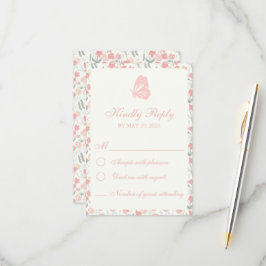 スイートピーフローラピンクアンドクリーム 出欠カード