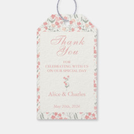 スイートピーフローラピンク&クリームサンキュー結婚ズ ギフトタグ