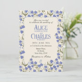スイートピーフローラブルーアンドクリーム結婚式招待状 招待状 (スタンド正面)