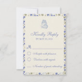 スイートピーフローラブルー&クリーム 出欠カード (正面)