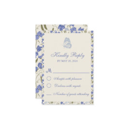 スイートピーフローラブルー&クリーム 出欠カード