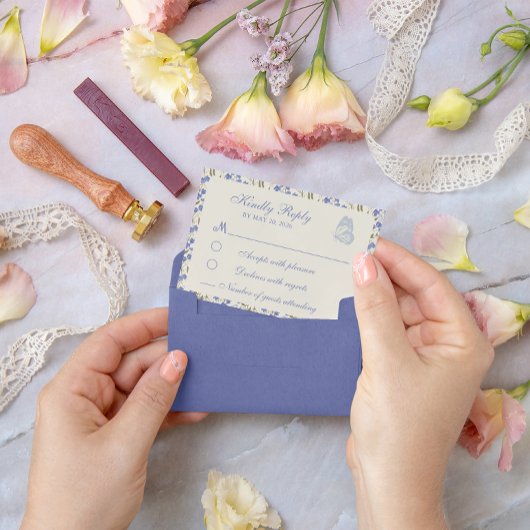 スイートピーフローラブルー&クリーム 出欠カード