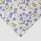 スイートピーフローラ繰り返しパターンブルーとクリーム 薄葉紙 (詳細)