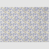 スイートピーフローラ繰り返しパターンブルーとクリーム 薄葉紙 (正面)