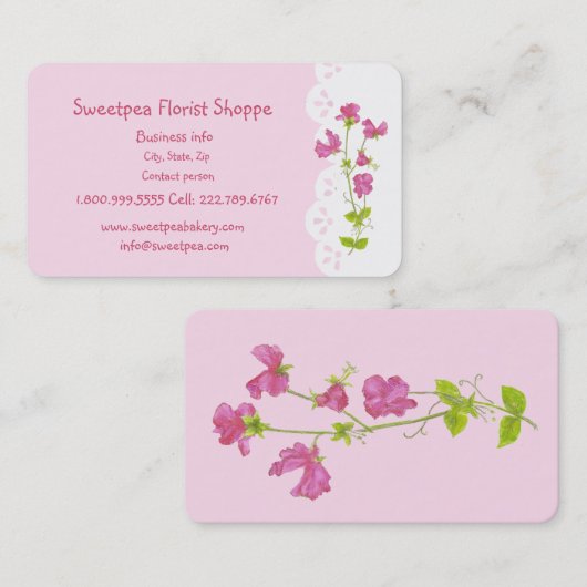 スイートピーフローリスト買い物花カスタマイズ 名刺 (正面/裏面)
