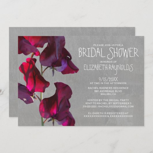 スイートピーブライダルシャワー招待状 招待状 (正面/裏面)