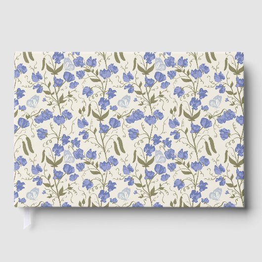 スイートピーブルーアンドクリームコテージコアデザイン ゲストブック (正面)