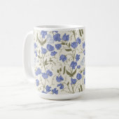 スイートピーブルーアンドクリームコテージコアデザイン コーヒーマグカップ (正面左)