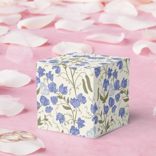 スイートピーブルーアンドクリームコテージコアデザイン フェイバーボックス (ウェディング)