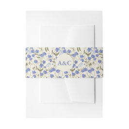 スイートピーブルーアンドクリームフローラ結婚ズ 招待状ベリーバンド