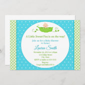 スイートピーベビーシャワー招待状ブルーボーイベビー 招待状 (正面/裏面)