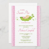 スイートピーベビーシャワー招待状、ガールピンク 招待状 (正面/裏面)