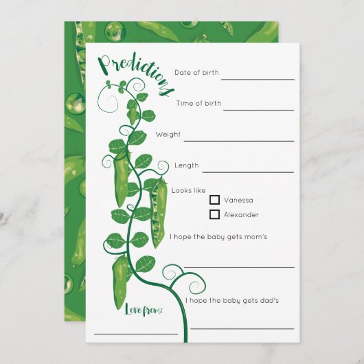 スイートピーベビーベビーシャワーゲーム 招待状 (正面/裏面)